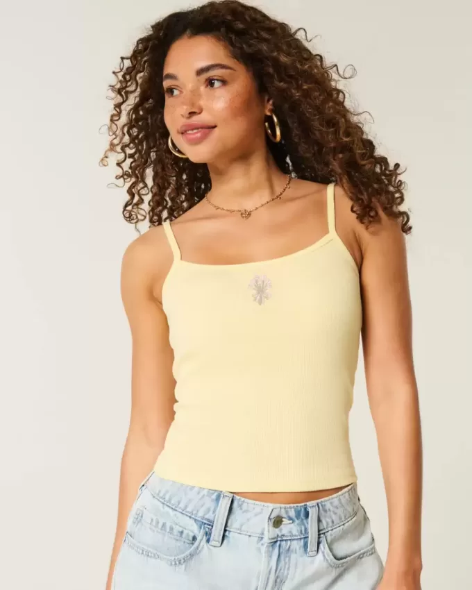Cami cu grafic floral cu nervuri Cami cu grafic floral cu nervuri
