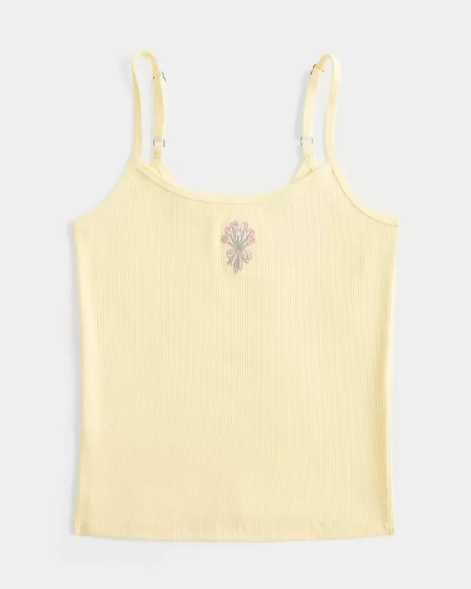 Cami cu grafic floral cu nervuri Cami cu grafic floral cu nervuri