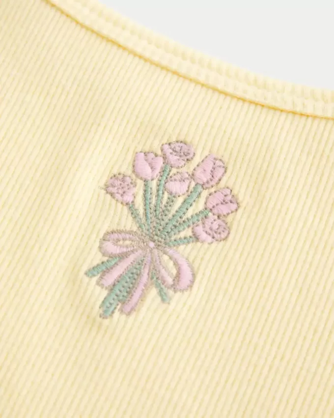 Cami cu grafic floral cu nervuri Cami cu grafic floral cu nervuri