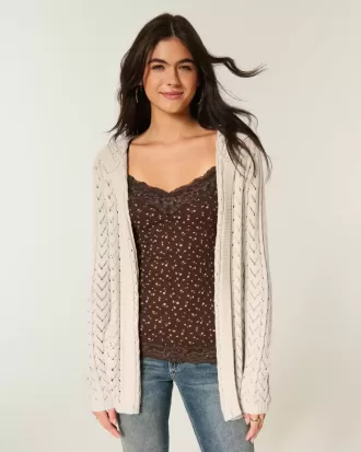 Cardigan fără închidere cu glugă