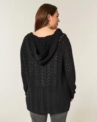 Cardigan fără închidere cu glugă