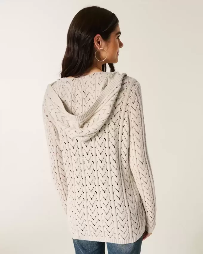 Cardigan fără închidere cu glugă Cardigan fără închidere cu glugă