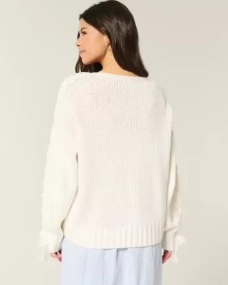 Cardigan ușor cu mânecă din dantelă, fără închidere