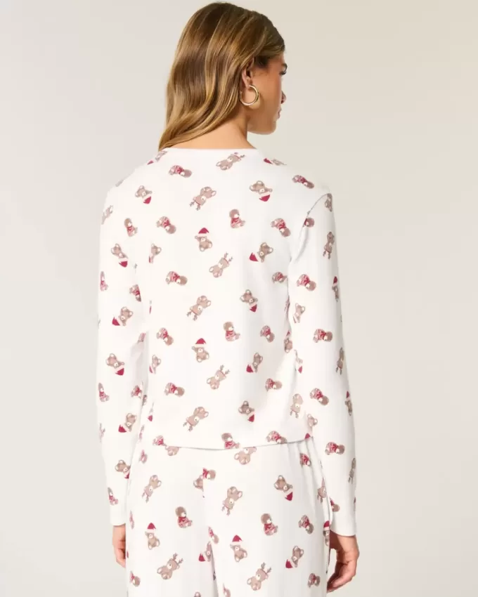 Cămașă confortabilă de pijama cu mânecă lungă Cămașă confortabilă de pijama cu mânecă lungă