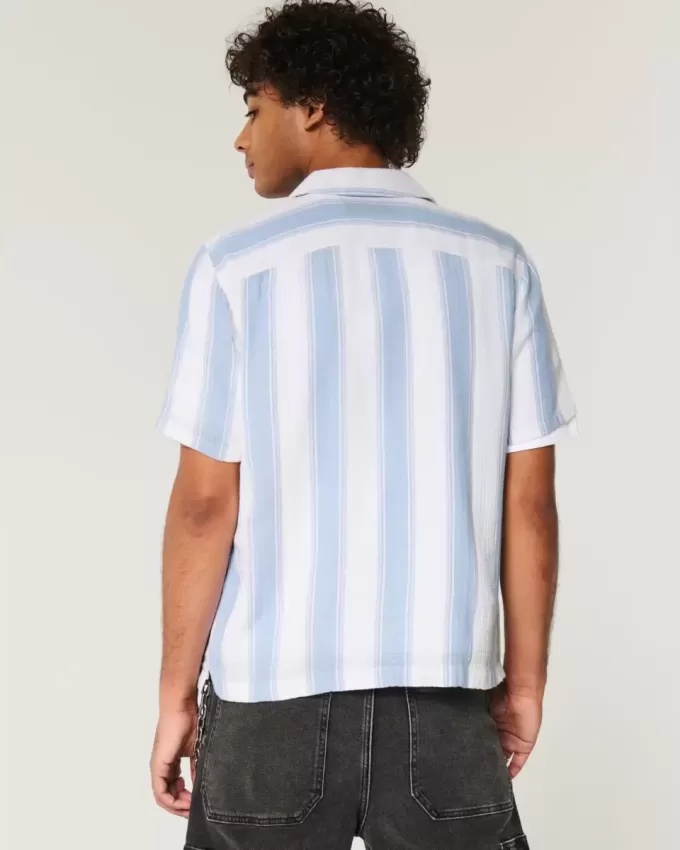 Cămașă cu mânecă scurtă cu dungi texturale Cămașă cu mânecă scurtă cu dungi texturale