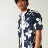 Cămașă din amestec de in cu model tropical Cămașă din amestec de in cu model tropical