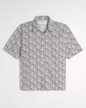 Cămașă din amestec de in cu model tropical