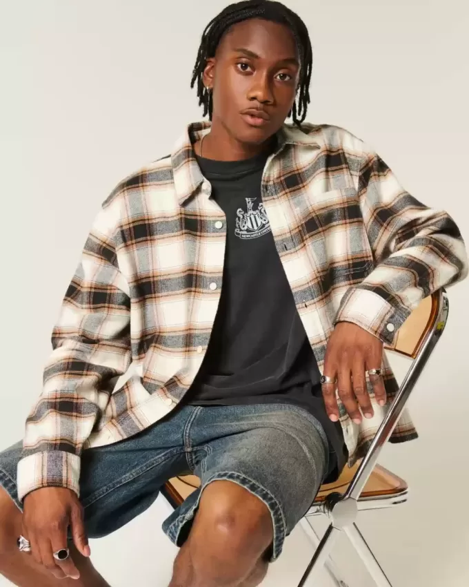 Cămașă din flanel boxy Cămașă din flanel boxy