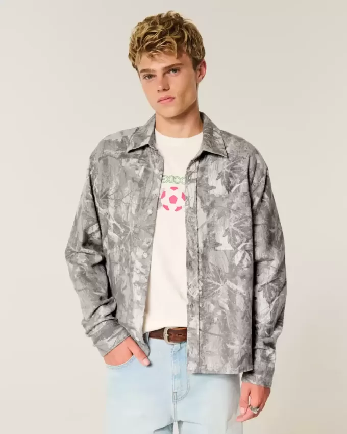 Cămașă din flanel Camo Boxy Cămașă din flanel Camo Boxy