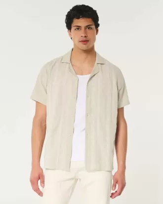Cămașă relaxată cu mânecă scurtă cu model brodat