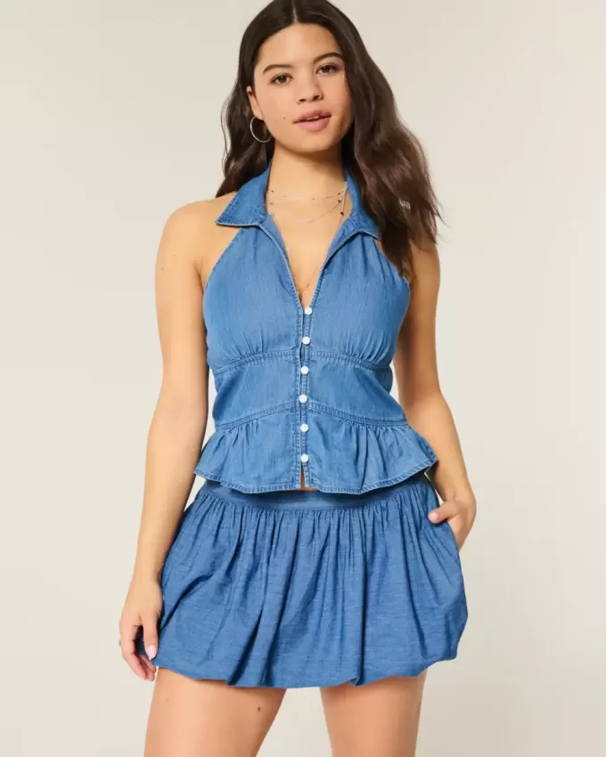 Fusta Mini Denim Bubble Fusta Mini Denim Bubble