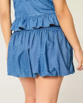 Fusta Mini Denim Bubble