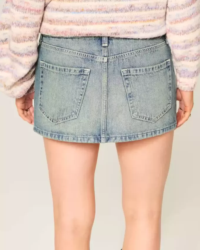 Fusta mini din denim cu talie joasa Fusta mini din denim cu talie joasa
