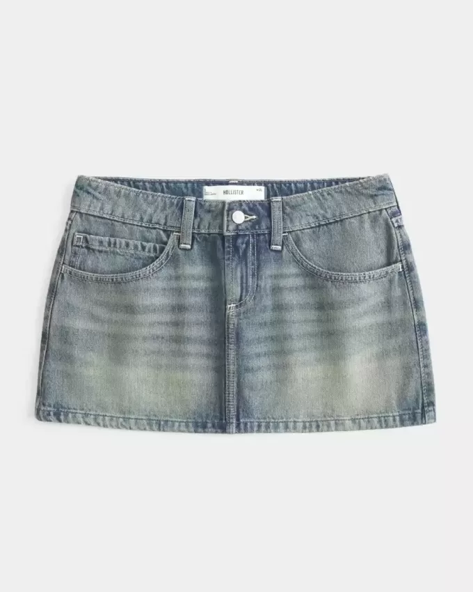 Fusta mini din denim cu talie joasa Fusta mini din denim cu talie joasa