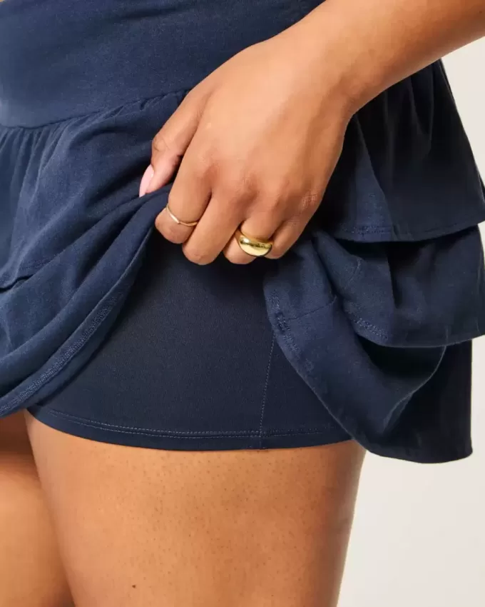 Fusta mini din tricot cu volane