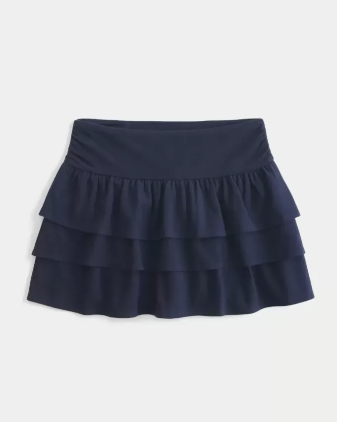 Fusta mini din tricot cu volane