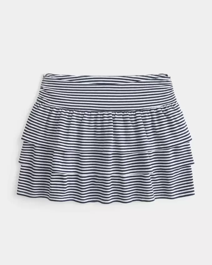 Fusta mini din tricot cu volane
