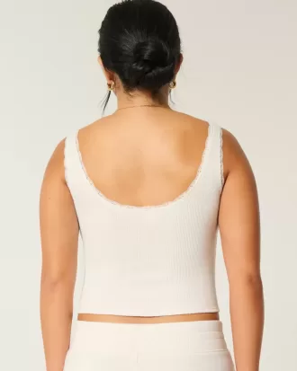 Gilly Hicks Cozy Waffle Lace Trim Tank