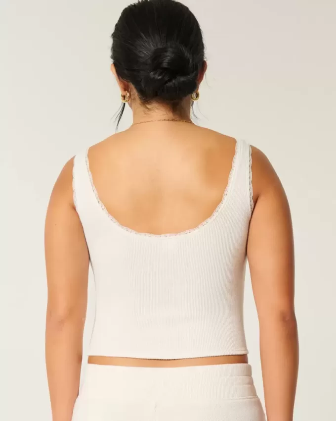 Gilly Hicks Cozy Waffle Lace Trim Tank Gilly Hicks Cozy Waffle Lace Trim Tank
