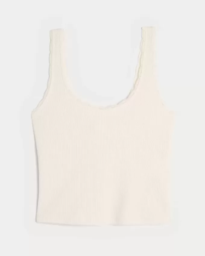 Gilly Hicks Cozy Waffle Lace Trim Tank Gilly Hicks Cozy Waffle Lace Trim Tank