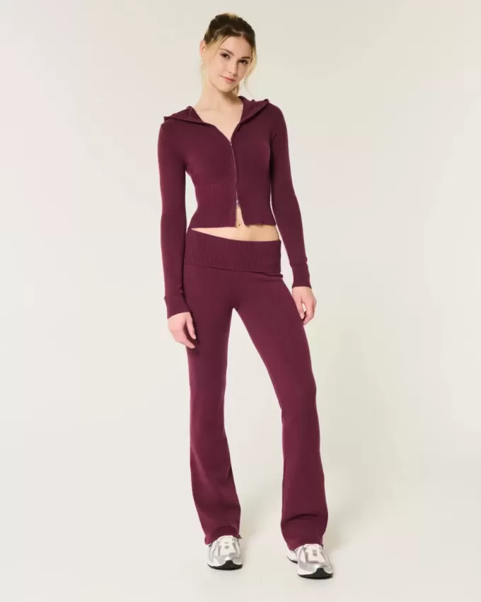Gilly Hicks, pulover confortabil din tricot, pantaloni cu talie pliabilă Gilly Hicks, pulover confortabil din tricot, pantaloni cu talie pliabilă