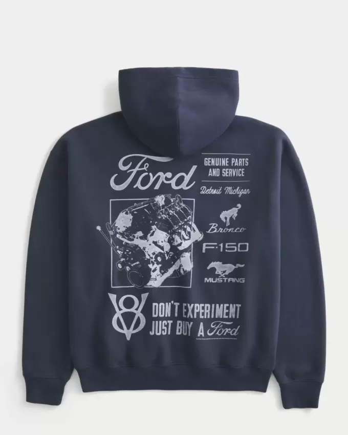 Hanocă cu capota cu fermoar cu grafic Ford Hanocă cu capota cu fermoar cu grafic Ford
