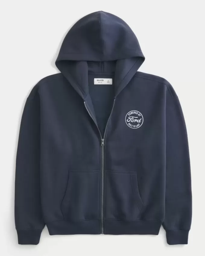 Hanocă cu capota cu fermoar cu grafic Ford Hanocă cu capota cu fermoar cu grafic Ford