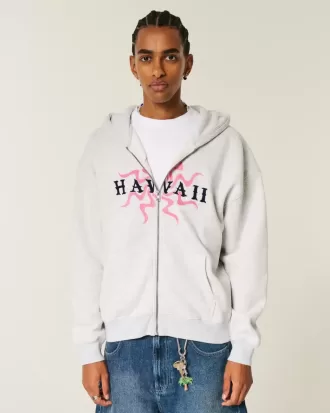 Hanocă cu capota cu fermoar cu grafic Hawaii