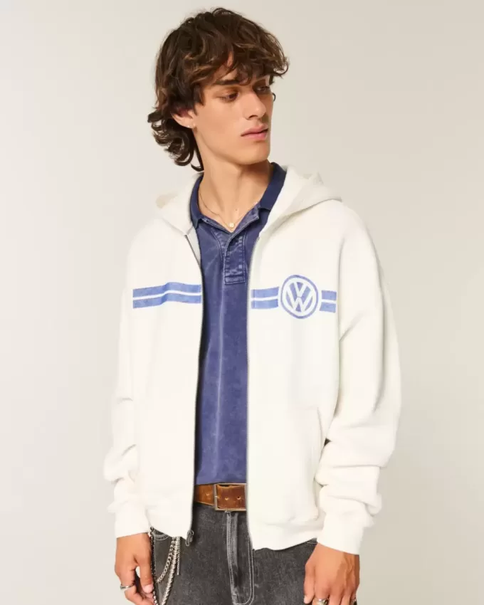 Hanocă cu glugă cu fermoar cu grafic Volkswagen Racing Boxy Hanocă cu glugă cu fermoar cu grafic Volkswagen Racing Boxy
