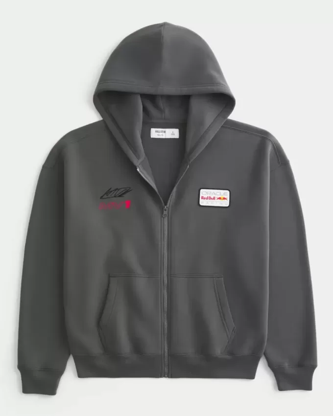 Hanorac boxy Oracle Red Bull Racing Graphic cu fermoar Hanorac boxy Oracle Red Bull Racing Graphic cu fermoar