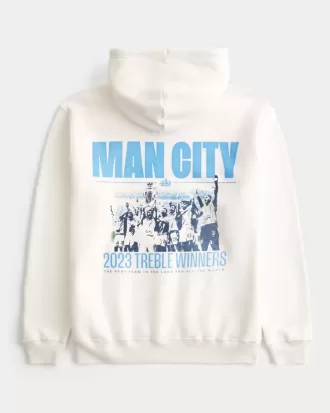 Hanorac cu capota cu grafic Manchester City relaxat