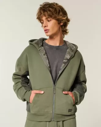 Hanorac cu fermoar cu captuseala cu Sherpa Hollister x Crocs