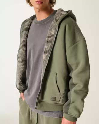 Hanorac cu fermoar cu captuseala cu Sherpa Hollister x Crocs