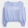 Hanorac cu grafic Chicago cu umăr ușor Hanorac cu grafic Chicago cu umăr ușor