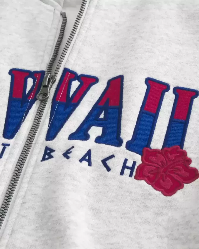 Hanorac cu grafic Hawaii cu fermoar Hanorac cu grafic Hawaii cu fermoar