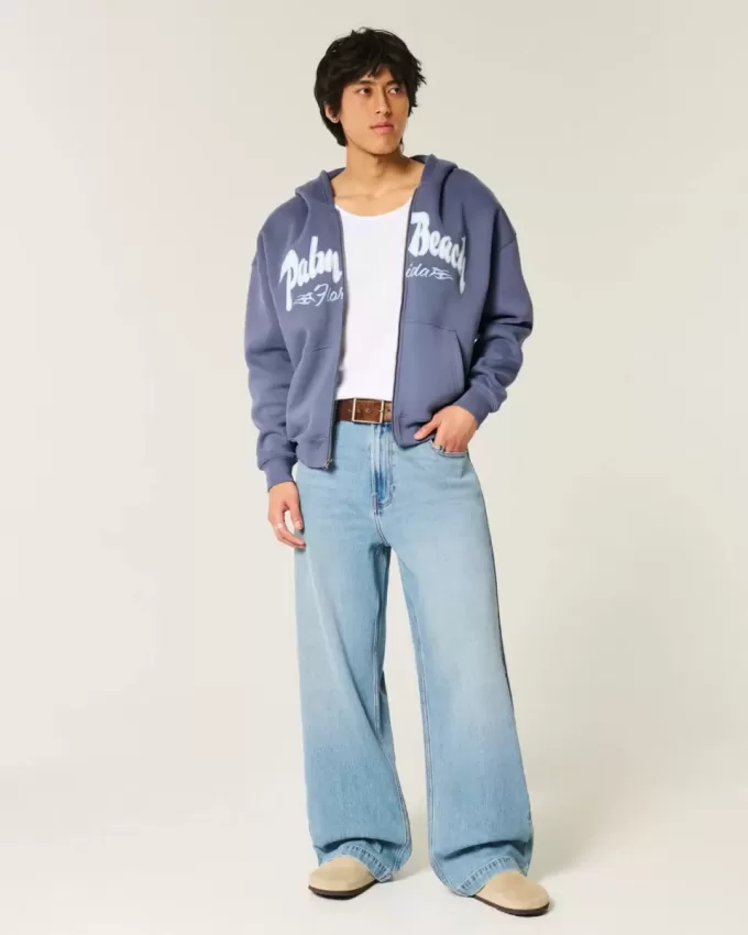 Hanorac cu grafic Palm Beach cu fermoar Hanorac cu grafic Palm Beach cu fermoar
