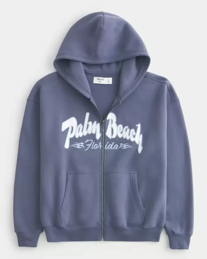 Hanorac cu grafic Palm Beach cu fermoar Hanorac cu grafic Palm Beach cu fermoar