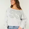 Hanorac cu grafic pentru echipaj cu număr ușor de pe umăr Hanorac cu grafic pentru echipaj cu număr ușor de pe umăr