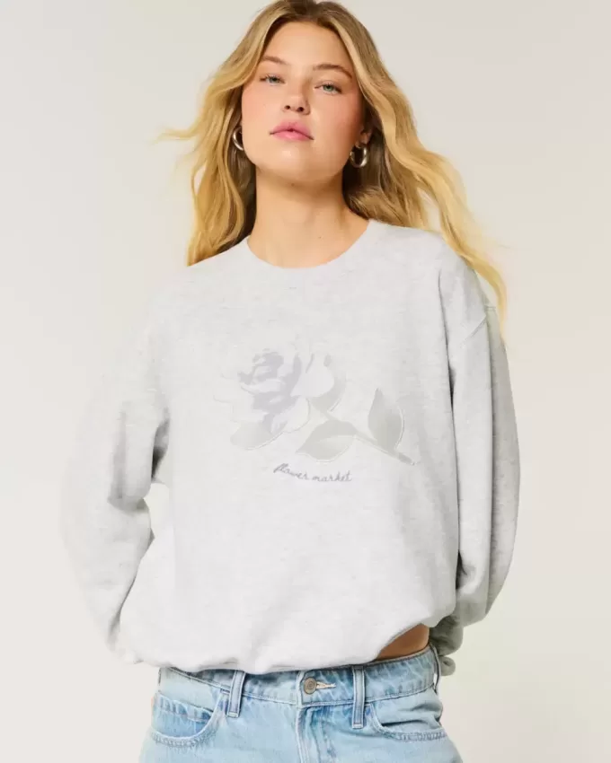 Hanorac Easy Flower Graphic Crew Hanorac Easy Flower Graphic Crew