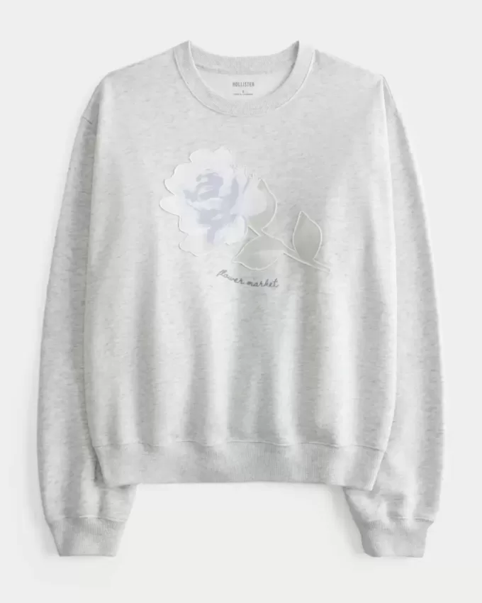 Hanorac Easy Flower Graphic Crew Hanorac Easy Flower Graphic Crew
