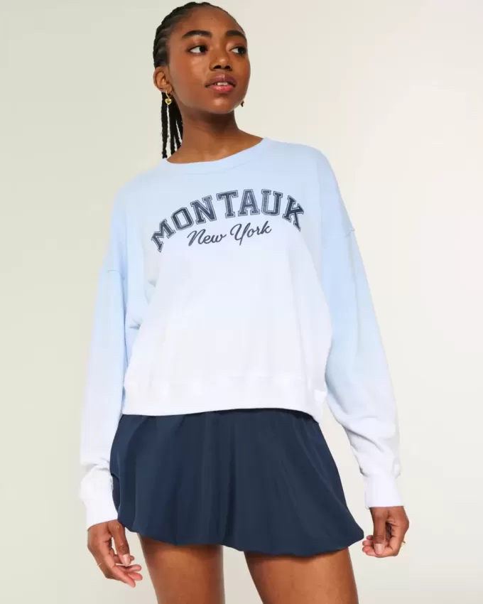 Hanorac Easy Montauk New York Graphic Crew Hanorac Easy Montauk New York Graphic Crew