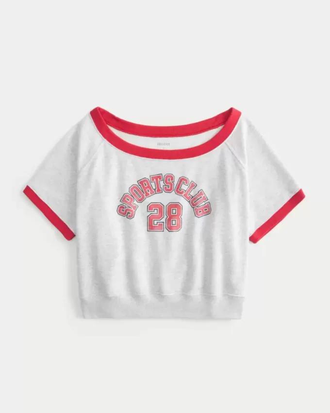 Hanorac grafic cu mânecă scurtă Terry Fleece Hanorac grafic cu mânecă scurtă Terry Fleece