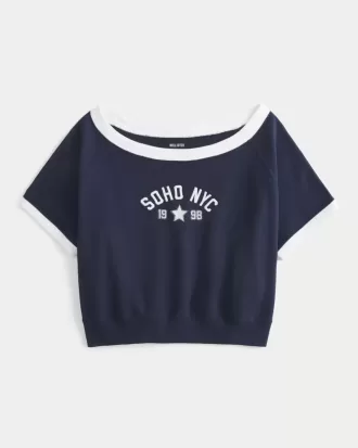 Hanorac grafic cu mânecă scurtă Terry Fleece