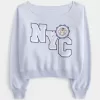 Hanorac grafic NYC cu umăr ușor Hanorac grafic NYC cu umăr ușor