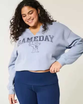 Hanorac oversized cu decolteu cu grafic Gameday