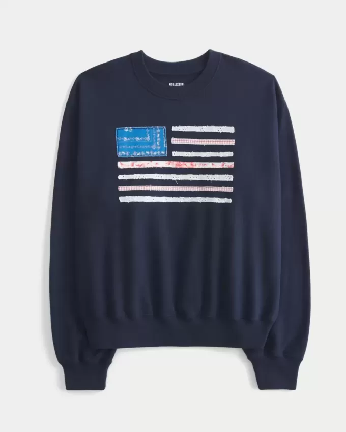 Hanorac pentru echipaj cu drapel american ușor Hanorac pentru echipaj cu drapel american ușor