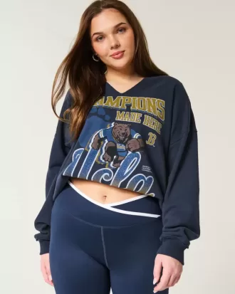 Hanorac supradimensionat cu decolteu grafic UCLA