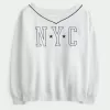 Hanorac supradimensionat cu decolteu în V grafic NYC Hanorac supradimensionat cu decolteu în V grafic NYC