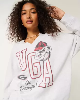 Hanorac supradimensionat UGA Dawgs cu decolteu cu crestătură
