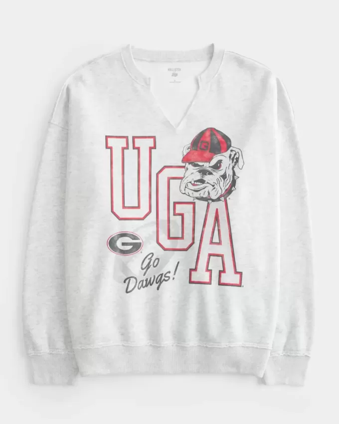 Hanorac supradimensionat UGA Dawgs cu decolteu cu crestătură Hanorac supradimensionat UGA Dawgs cu decolteu cu crestătură